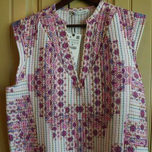 Zara  Printed Quilted V-neck New with Tag Size M
